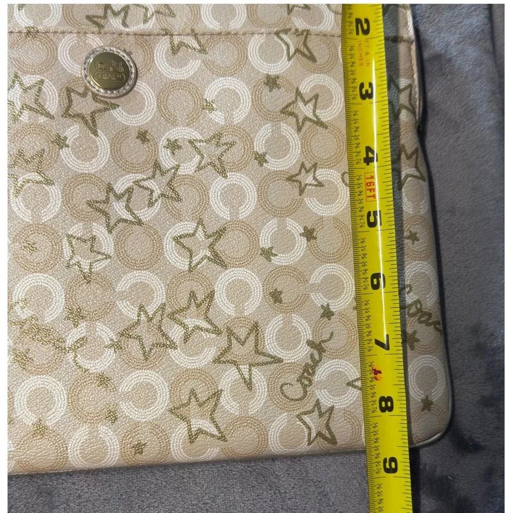 Coach Waverly Snow Queen Universal Tech Tablet Case Gold Cream Stars Padded Y2K